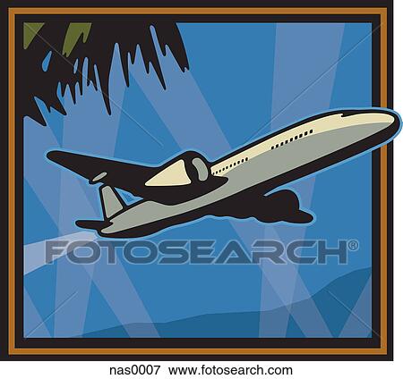An airplane in the sky View Large Illustration Stock Illustration - An airplane in the sky. Fotosearch