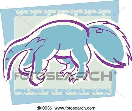 An anteater and trails of ants View Large Illustration Stock Illustration - An anteater and trails of ants. Fotosearch