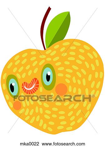 Drawing - An apple with a smiling face. Fotosearch