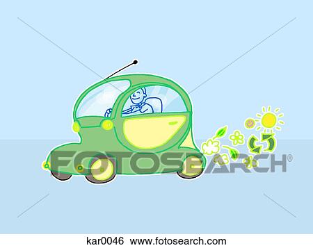 Stock Illustration - An environmentally friendly green car. Fotosearch