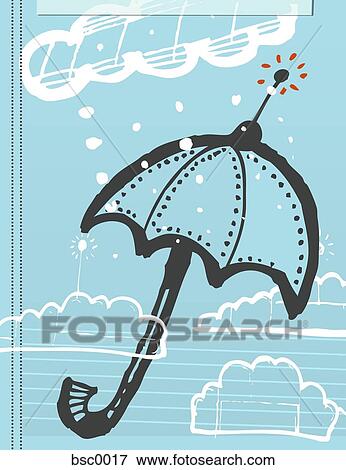 Doodles of an umbrella and clouds on a book cover View Large Illustration Stock Illustration - Doodles of an umbrella and clouds on a book cover. Fotosearch