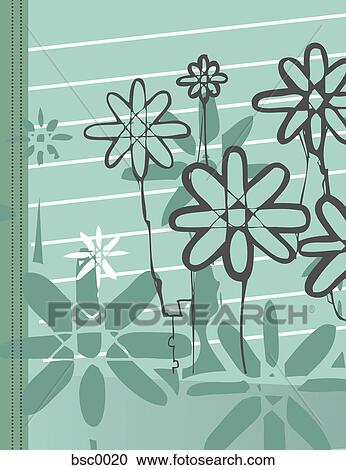 Doodles of flowers on lined paper View Large Illustration Clipart - Doodles of flowers on lined paper. Fotosearch