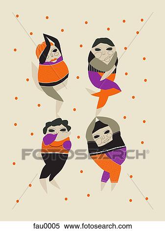 Stock Illustration - Four people dancing. Fotosearch