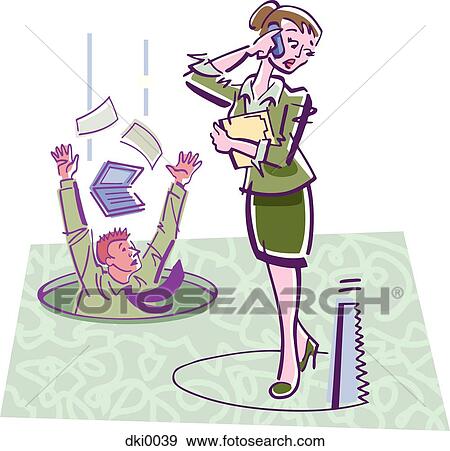 People falling in holes sawed out of the floor to downsize an office View Large Illustration Stock Illustration - People falling in holes sawed out of the floor to downsize an office. Fotosearch