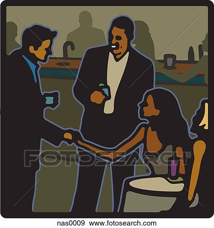 Stock Illustration - People meeting and socializing at a bar. Fotosearch