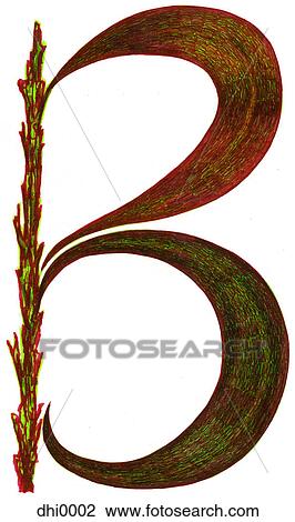 Drawing - The letter B resembling a plant with leaves. Fotosearch