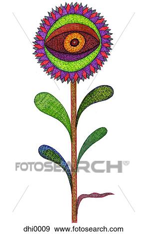 The letter I resembling a flower with an eye View Large Illustration Stock Illustration - The letter I resembling a flower with an eye. Fotosearch