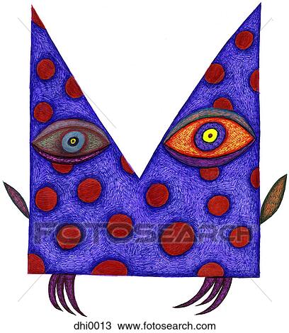The letter M resembling a monster View Large Illustration Drawing - The letter M resembling a monster. Fotosearch