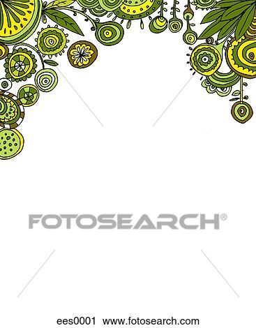 Whimsical green and yellow hanging flowers View Large Illustration Clip Art - Whimsical green and yellow hanging flowers. Fotosearch