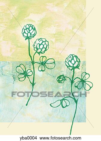 イラスト の 緑 花 イラスト Yba0004 Fotosearch