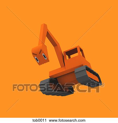 Clip Art - A 3D style image of a construction vehicle. Fotosearch