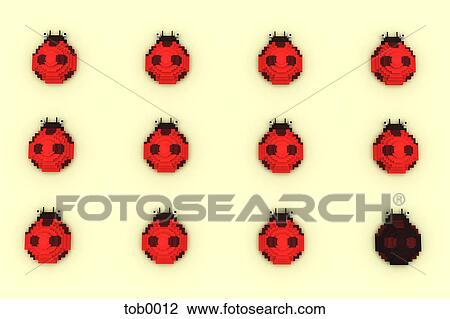 Drawing - A 3D style image of ladybugs. Fotosearch