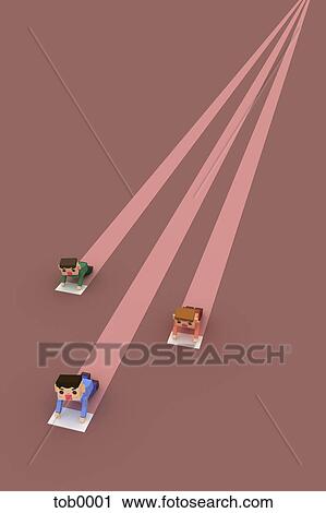 A 3D style image of three people racing View Large Illustration Clip Art - A 3D style image of three people racing. Fotosearch