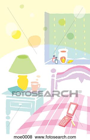 Stock Illustration - A bedroom scene. Fotosearch