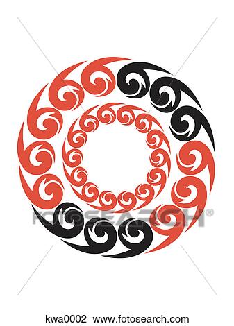 A black and red tribal symbol View Large Illustration Drawing - A black and red tribal symbol. Fotosearch