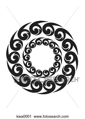 A black and white tribal symbol View Large Illustration Clip Art - A black and white tribal symbol. Fotosearch