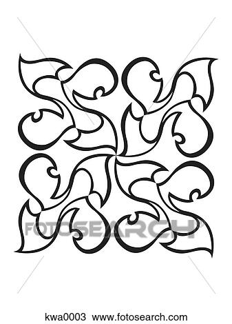 A black and white tribal symbol View Large Illustration Drawing - A black and white tribal symbol. Fotosearch