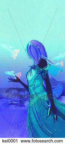A blue portrait of a woman View Large Illustration Clip Art - A blue portrait of a woman. Fotosearch