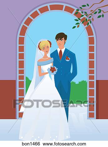 Stock Illustration - A bride and groom. Fotosearch