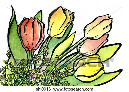 A bunch of Tulips View Large Illustration Stock Illustration - A bunch of Tulips. Fotosearch