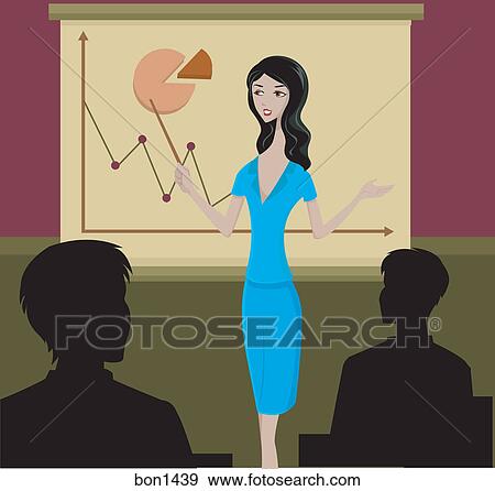 Stock Illustration - A business woman giving a presentation. Fotosearch