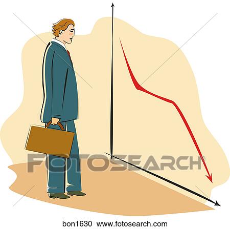 Clipart - A businessman looking at a graph. Fotosearch