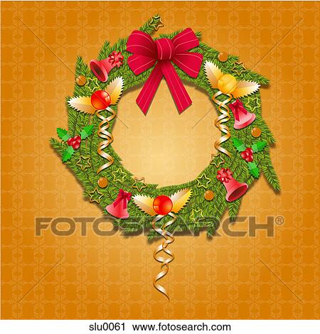 A Christmas wreath View Large Illustration Clip Art - A Christmas wreath. Fotosearch