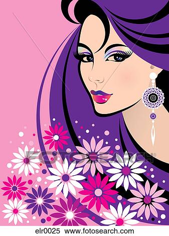 Stock Illustration - A close-up illustration of a woman. Fotosearch