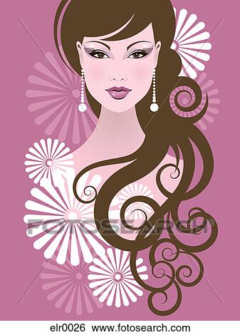 Stock Illustration - A close-up illustration of a woman. Fotosearch