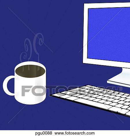 A coffee by a computer View Large Illustration Stock Illustration - A coffee by a computer. Fotosearch