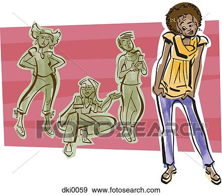 A collage of young women View Large Illustration Stock Illustration - A collage of young women. Fotosearch