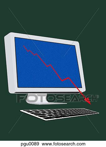 A computer with a falling graph View Large Illustration Stock Illustration - A computer with a falling graph. Fotosearch