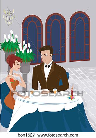 Stock Illustration - A couple having a romantic dinner. Fotosearch