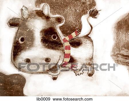 A cow wearing a scarf View Large Illustration Stock Illustration - A cow wearing a scarf. Fotosearch