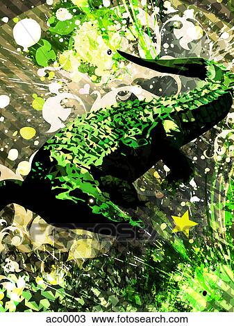 A crocodile View Large Illustration Drawing - A crocodile. Fotosearch
