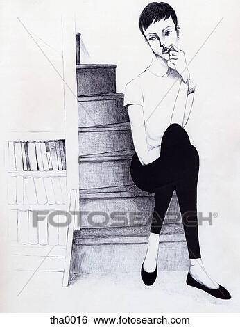 Stock Illustration - A drawing of a young woman. Fotosearch