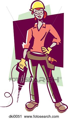 A female construction worker View Large Illustration Clip Art - A female construction worker. Fotosearch