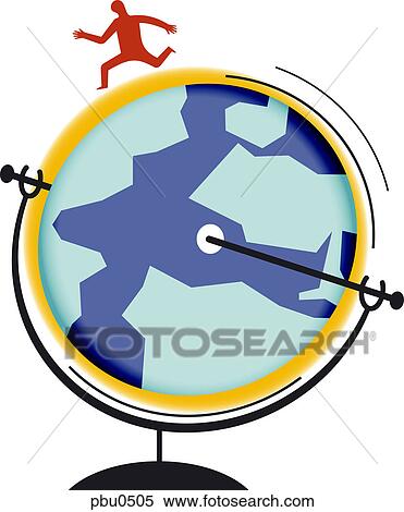 A figure running on a world globe View Large Illustration Stock Illustration - A figure running on a world globe. Fotosearch