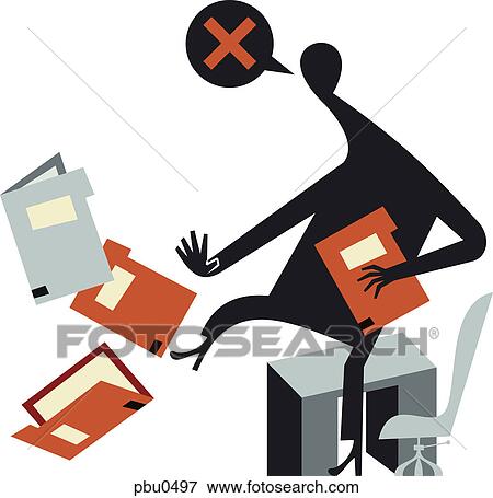 Stock Illustration - A figure surrounded by files. Fotosearch