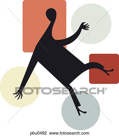 Drawing - A figure surrounded by shapes. Fotosearch