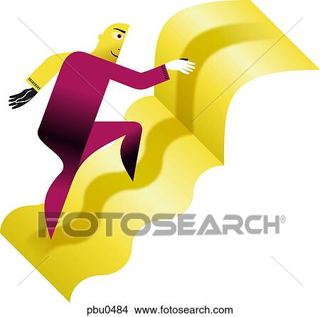 Stock Illustration - A figure walking stairs. Fotosearch