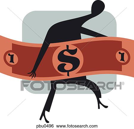 Stock Illustration - A figure with a large dollar bill. Fotosearch