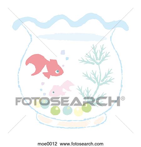 Drawing - A fish in a fishbowl. Fotosearch