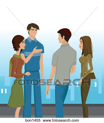 A group of young people having a conversation View Large Illustration Stock Illustration - A group of young people having a conversation. Fotosearch