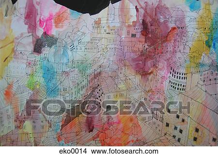 Stock Illustration - A hand drawn urban landscape. Fotosearch