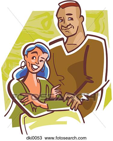 Drawing - A happy couple. Fotosearch