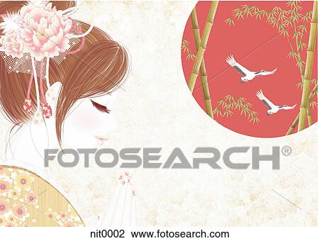 A Japanese woman View Large Illustration Drawing - A Japanese woman. Fotosearch