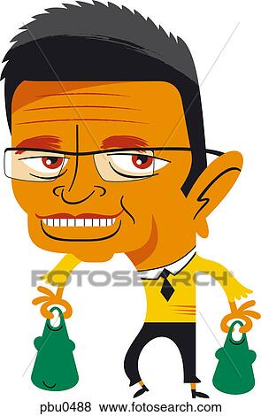 Stock Illustration - A man carrying shopping in eco-friendly bags. Fotosearch