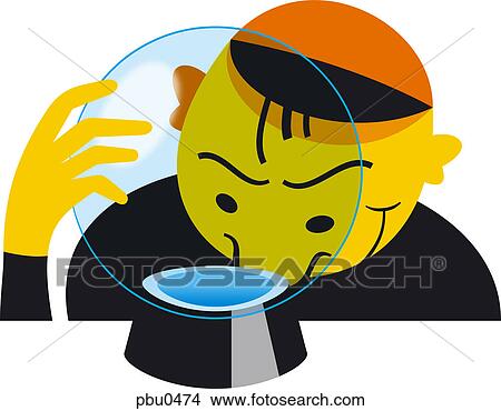 A man examining a crystal ball View Large Illustration Stock Illustration - A man examining a crystal ball. Fotosearch