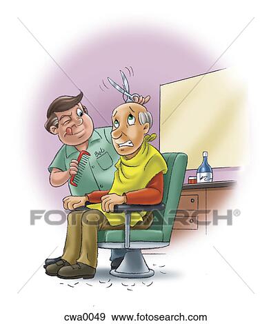 Stock Illustration - A man having a hair cut. Fotosearch
